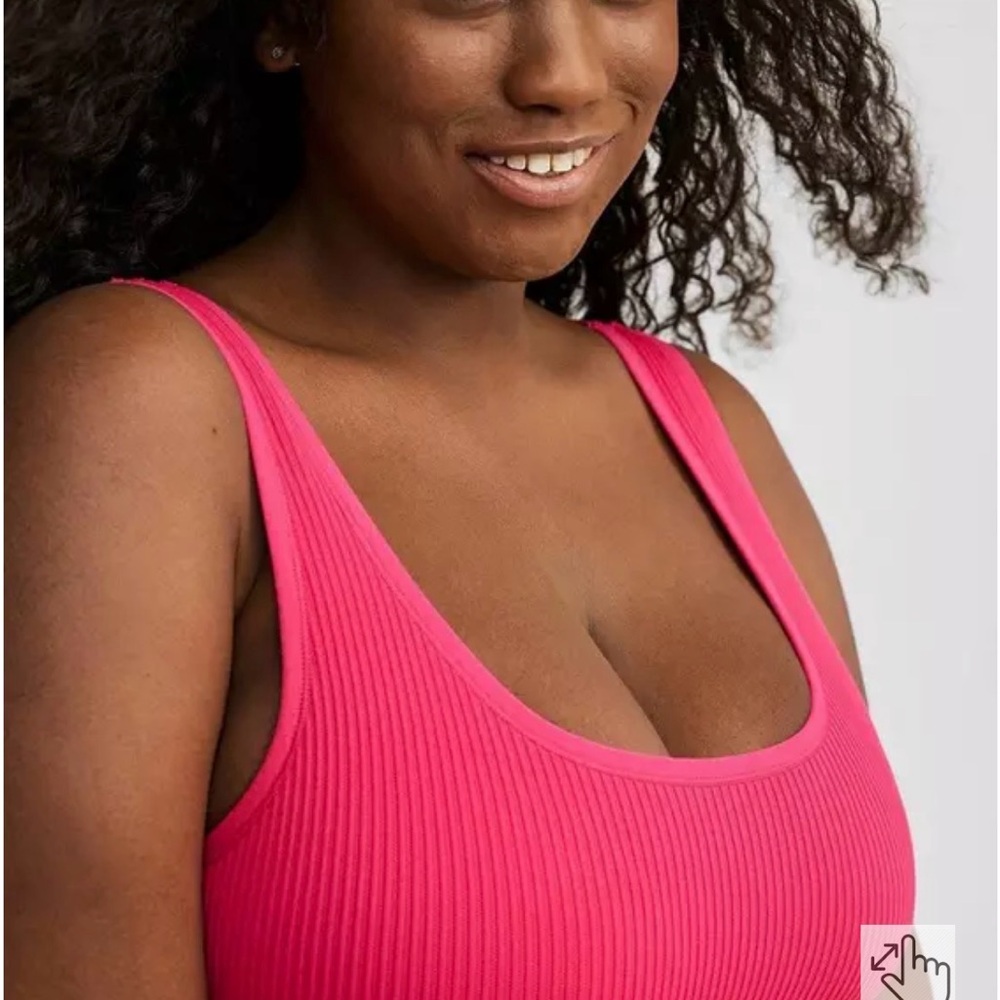 Torrid Lightly Lined Seamless Ribbed Scoop Bralette Pink Peacock Sz 4 - Picture 5 of 8